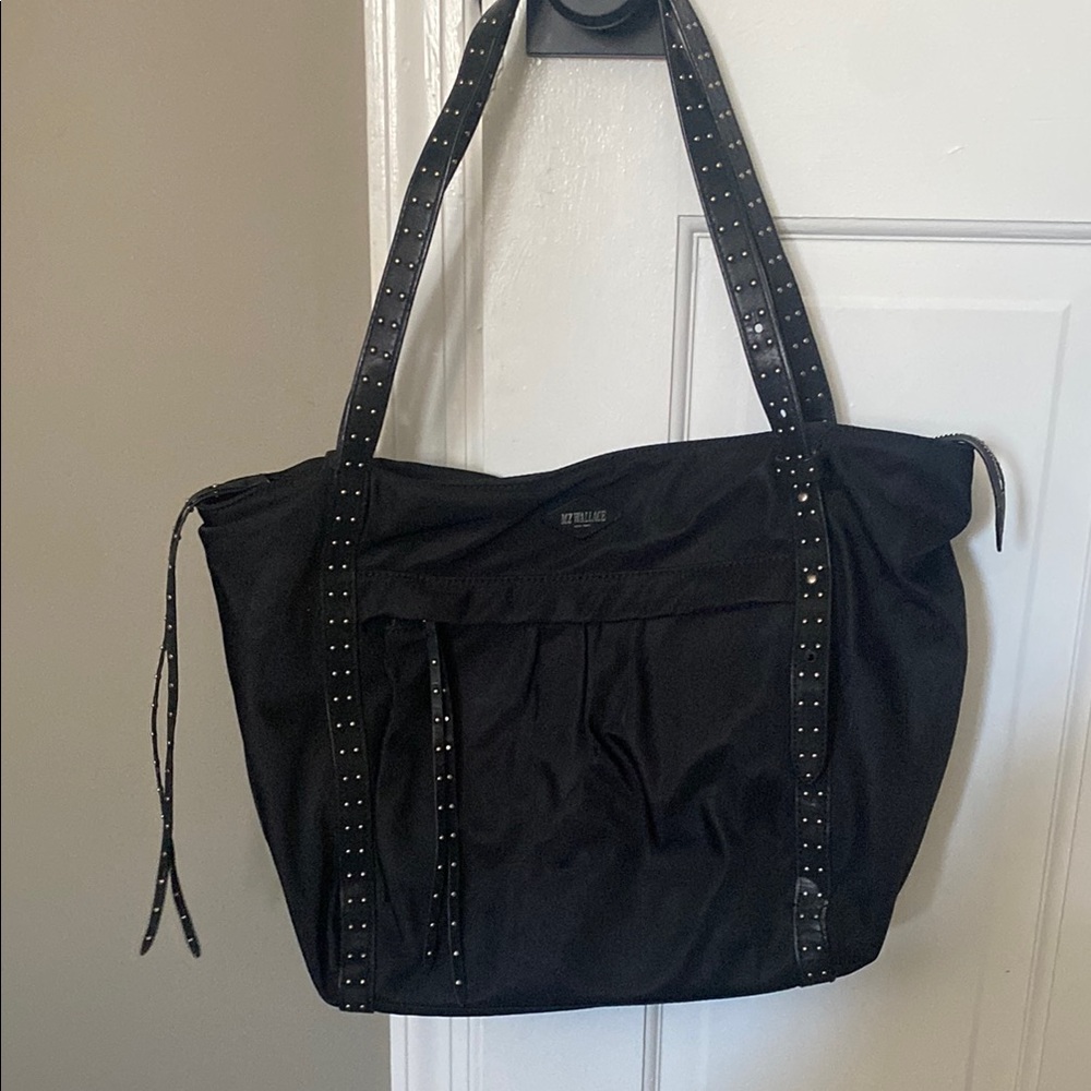 MZ Wallace Black Tote with Braided Trim and Slouchy Design